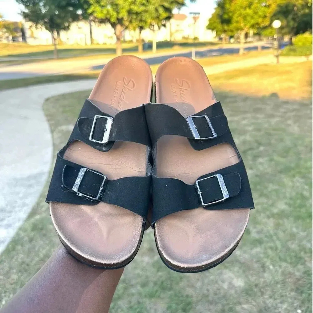 Skechers Relax Fit Luxe Foam Comfort Sandals Size 9‎ Black